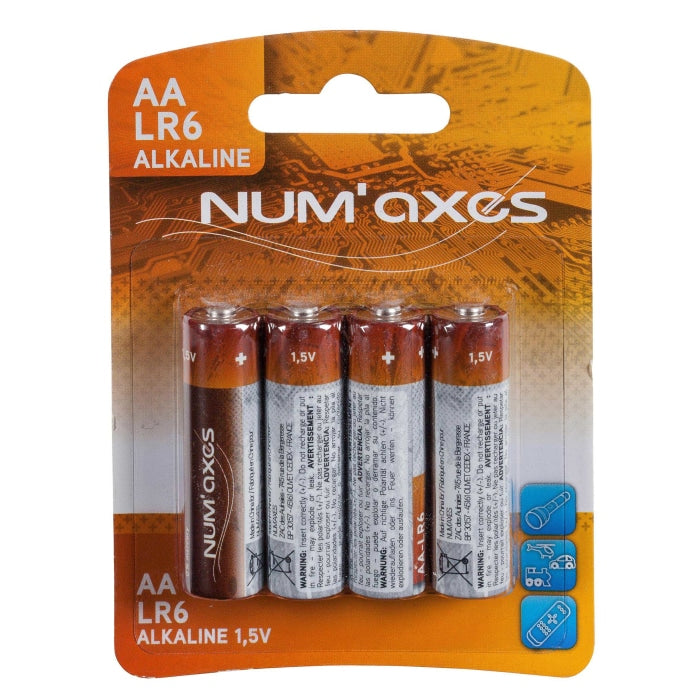 Blister 4 piles Num’Axes - AA LR06 alcalines 1,5 V NUM840