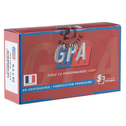 Cartouches à percussion centrale GPA Sologne 9.3 x 62 Mag à balle