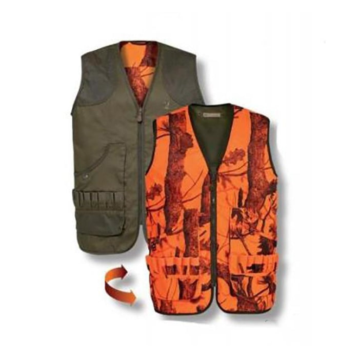 Gilet De Chasse Réversible Percussion Savane - Côté Kaki / Côté Ghostcamo Blaze & Black - Taille S - 1