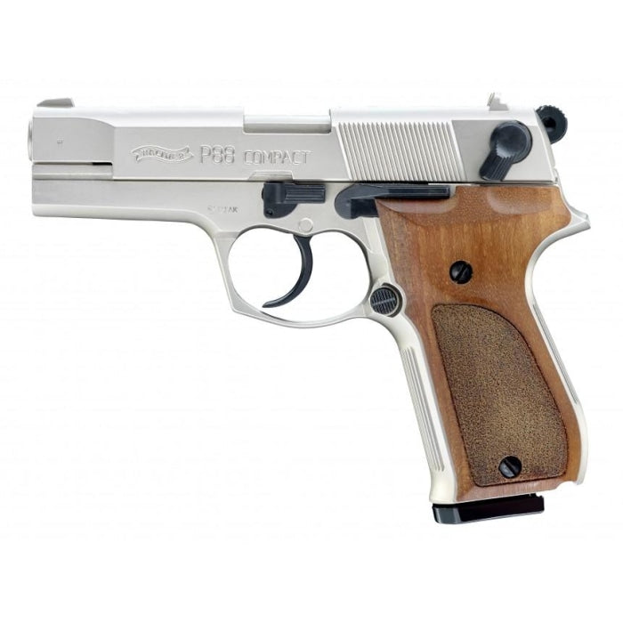 Pistolet Walther P88 Cal. 9 mm PAK - Nickel / Bois 316.02.03