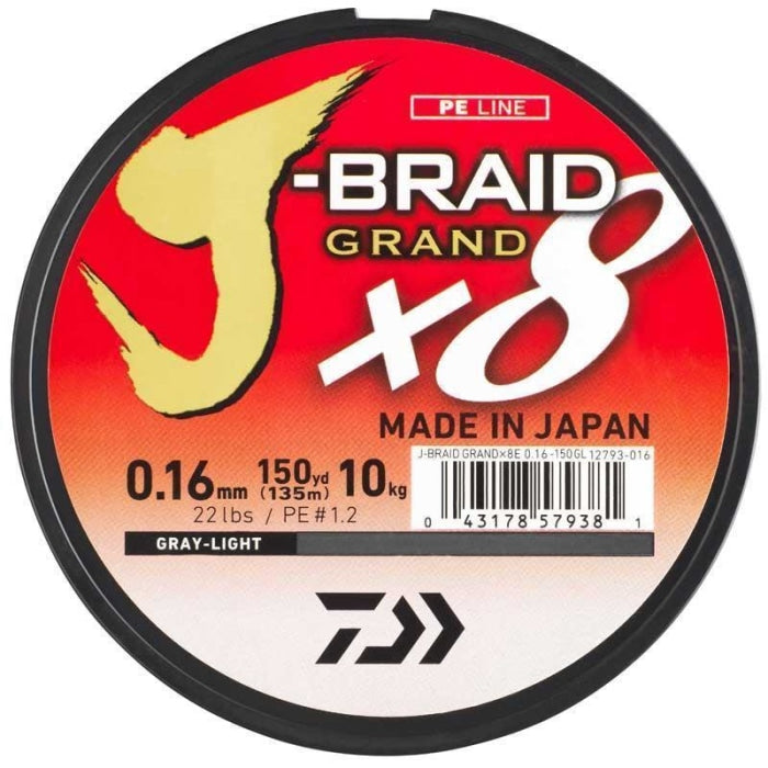 Tresse Daiwa J-Braid Grand X8 Gris - 135 m 12793006
